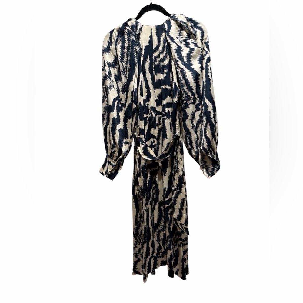 Ted Baker Size 1 Blue/White Zebra Print Midi Dress